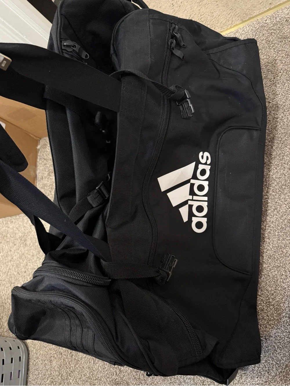 Adidas Black Rolling Duffel Bag (Large) - Wheeled Travel Bag